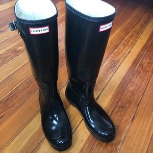 Women's Original Tall Gloss Rain Boots: Black